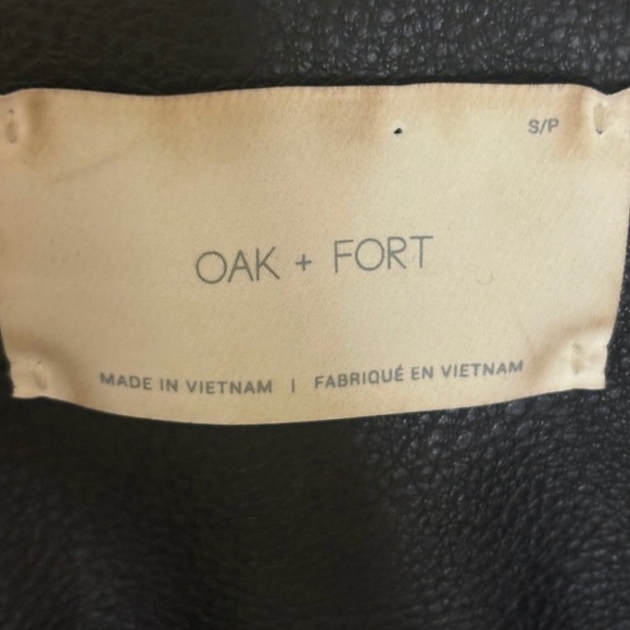 Oak and Fort AMAZING Quality Vegan Leather Black Bomber Jacket SZ small - Picture 4 of 7